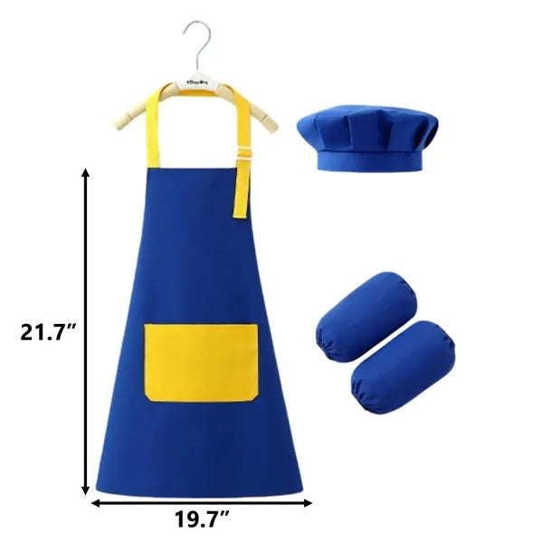 Kids Apron and Chef Hat/Sleeve Cover Set Painting Wear