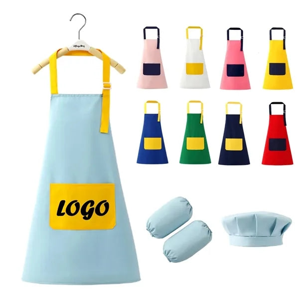 Kids Apron and Chef Hat/Sleeve Cover Set Painting Wear