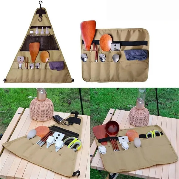 Outdoor Tableware Storage Bag Hanging Cutlery Organizer