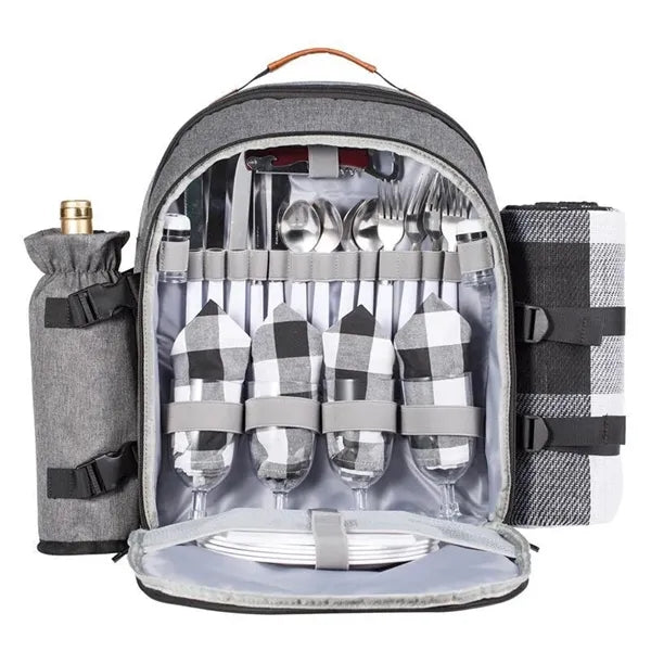 Picnic Backpack with Cooler Bag, Wine Pouch, Blanket
