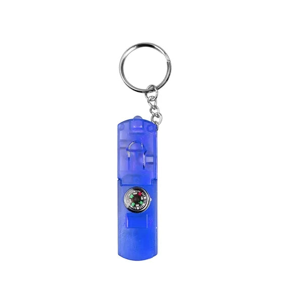 Compass Keychain with Whistle & LED Light