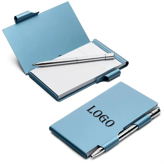 Pocket Aluminum Memo Pad Holder With Ballpoint Pen