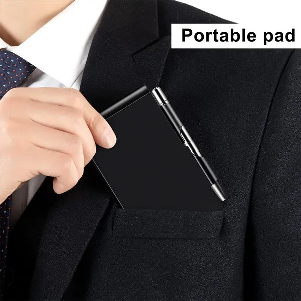 Pocket Aluminum Memo Pad Holder With Ballpoint Pen