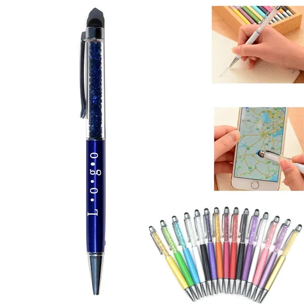 Crystal Stylus Ballpoint Pen - 2-In-1 Design