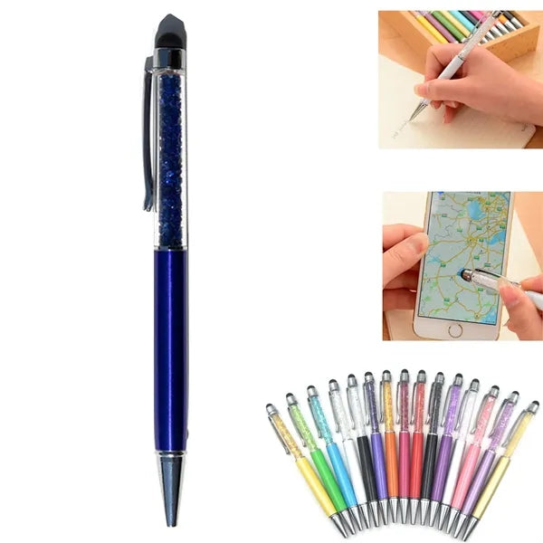 Crystal Stylus Ballpoint Pen - 2-In-1 Design