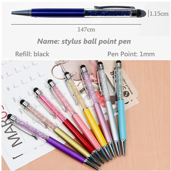 Crystal Stylus Ballpoint Pen - 2-In-1 Design