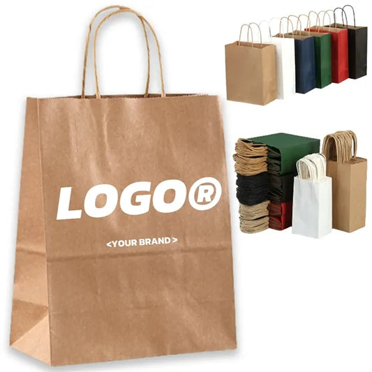 Kraft Paper Shopping Gift Retail Bags with Handles Bulk