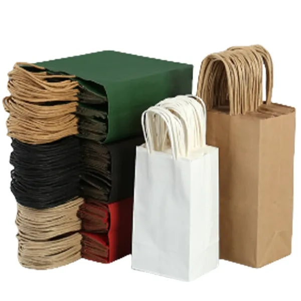Kraft Paper Shopping Gift Retail Bags with Handles Bulk
