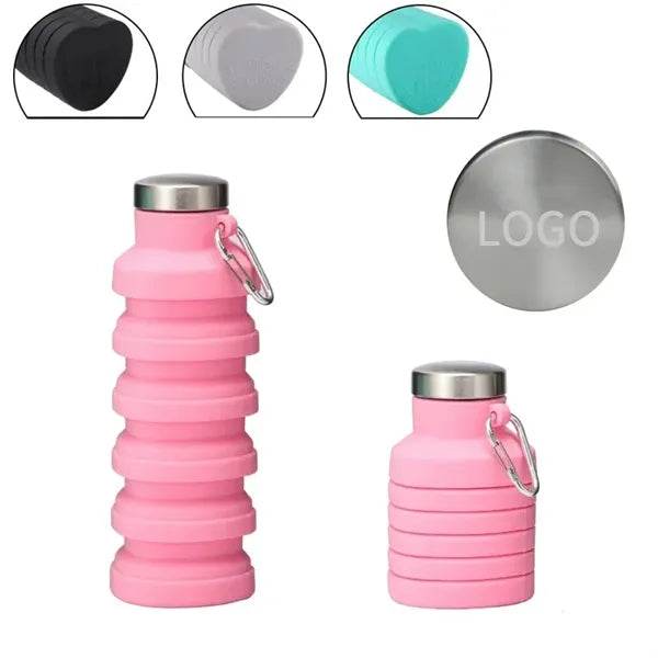 17 Oz. Heart Shaped Collapsible Silicone Water Bottle