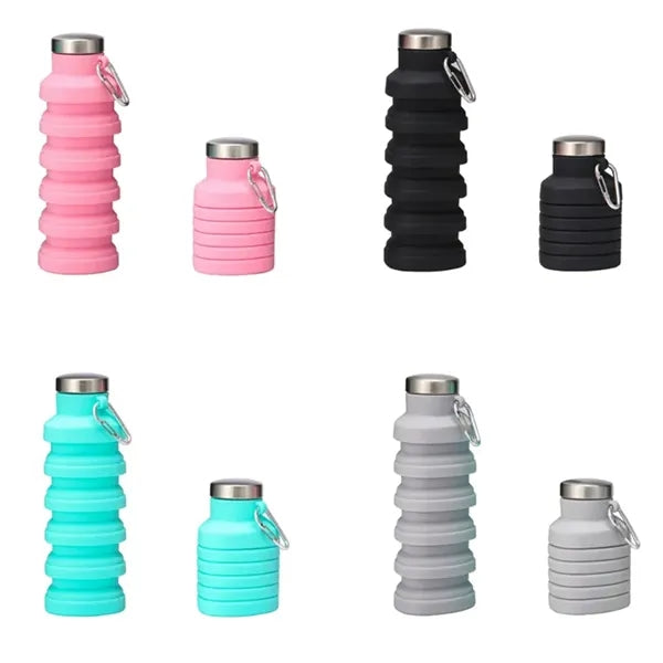 17 Oz. Heart Shaped Collapsible Silicone Water Bottle
