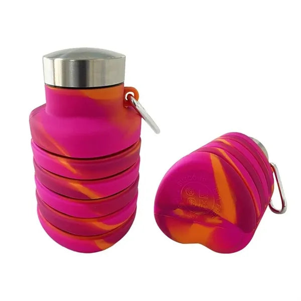 17 Oz. Heart Shaped Collapsible Silicone Water Bottle