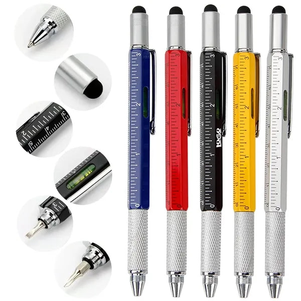 Multifunctional 6-in-1 metal tool pen