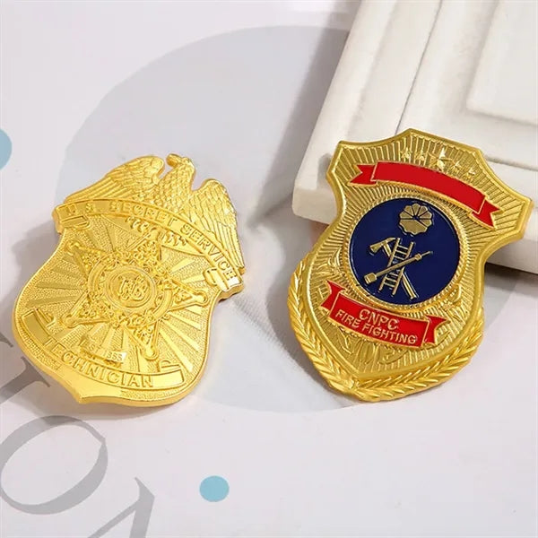 Gold Plated Custom Zinc Alloy Shield Badge