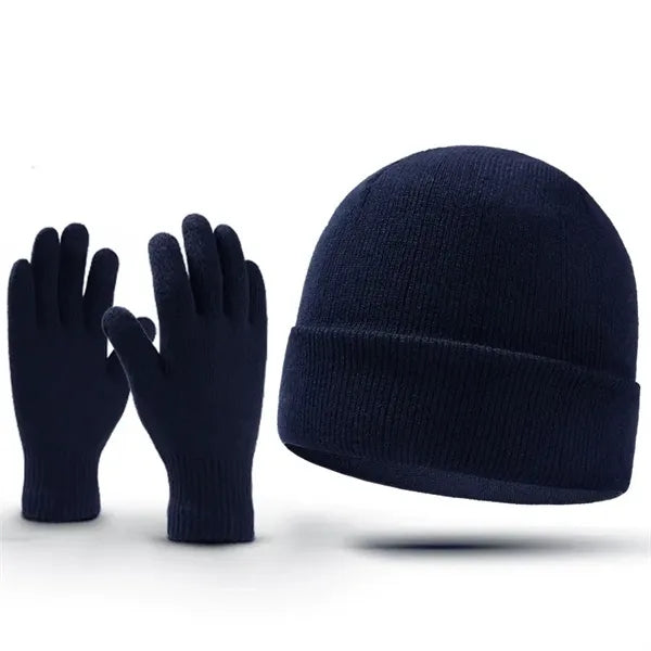 Cuff Beanie and Gloves Set