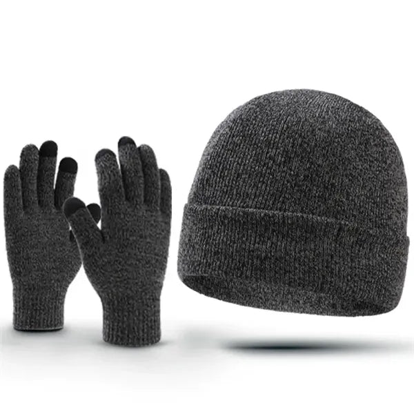 Cuff Beanie and Gloves Set