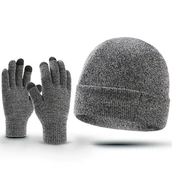 Cuff Beanie and Gloves Set