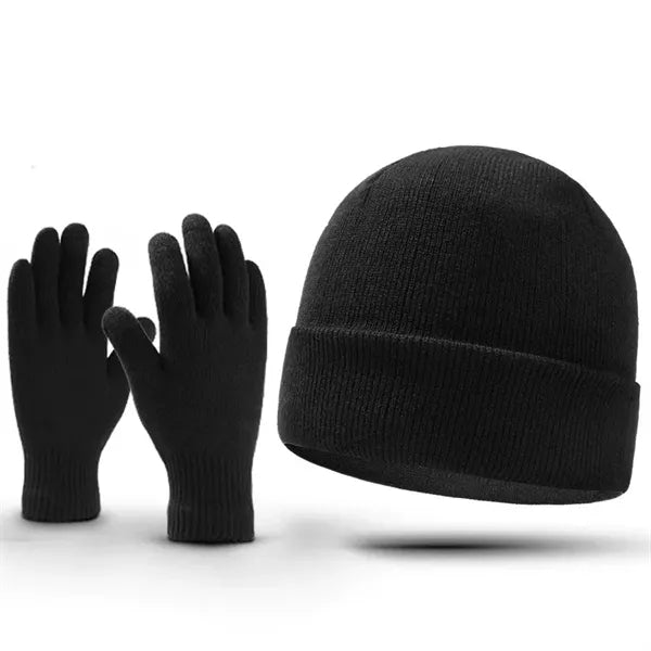 Cuff Beanie and Gloves Set