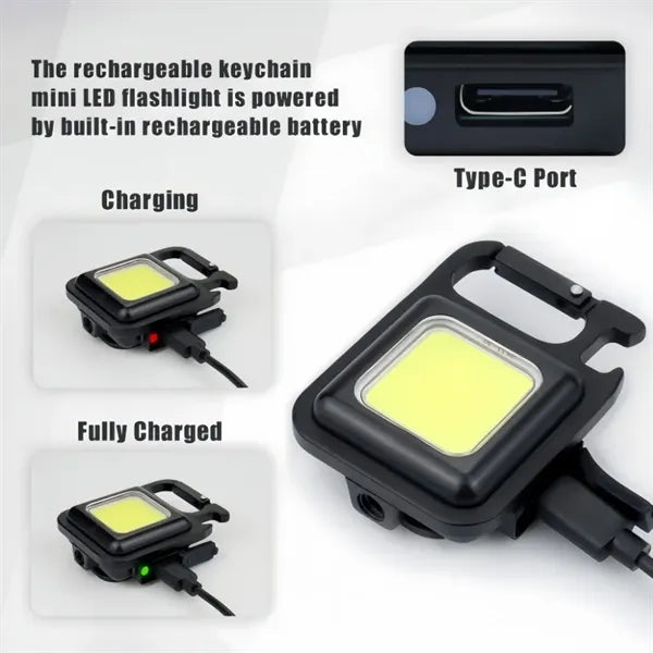 Mini Magnetic Keychain Flashlight Rechargeable Work Light