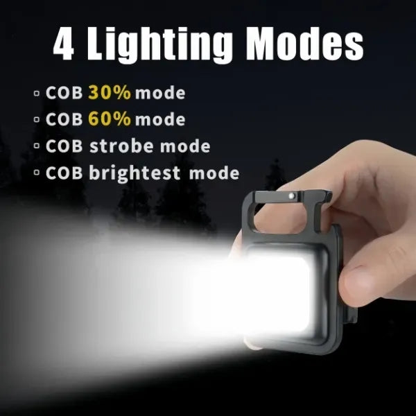 Mini Magnetic Keychain Flashlight Rechargeable Work Light
