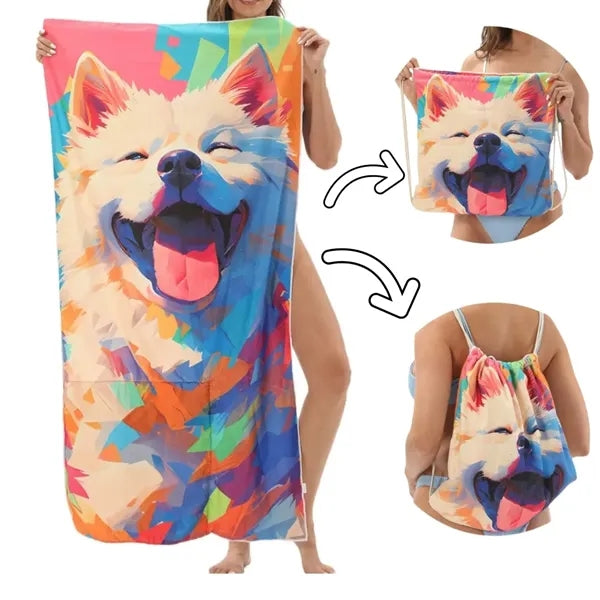 2 in 1 Foldable Microfiber Beach Towel Backpack