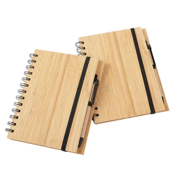Spiral Bamboo Notepad Journals with Pen