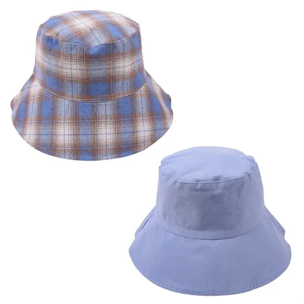 100% Cotton Reversible Plaid Wide Brim Boonie Bucket