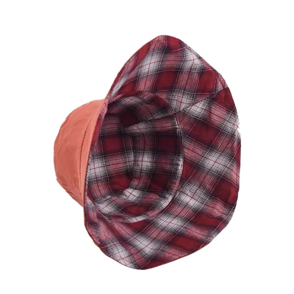 100% Cotton Reversible Plaid Wide Brim Boonie Bucket
