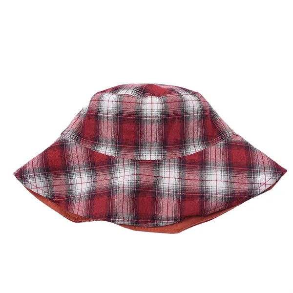 100% Cotton Reversible Plaid Wide Brim Boonie Bucket