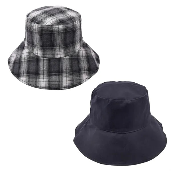 100% Cotton Reversible Plaid Wide Brim Boonie Bucket