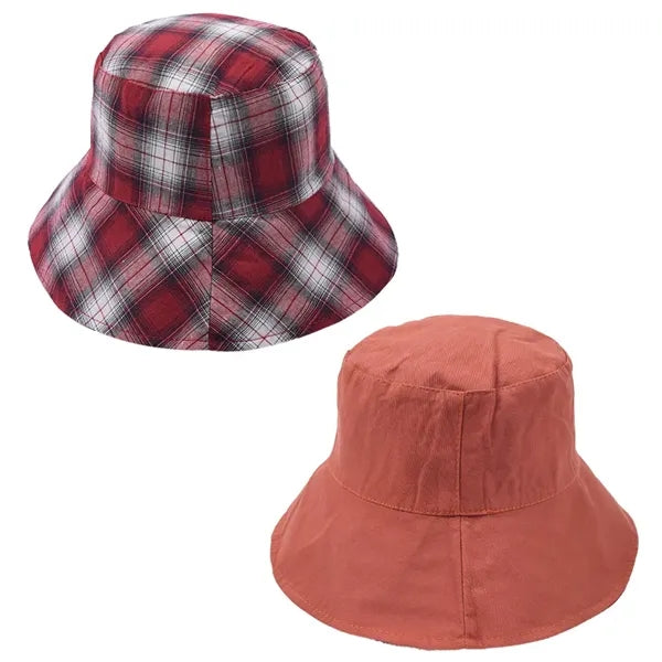 100% Cotton Reversible Plaid Wide Brim Boonie Bucket