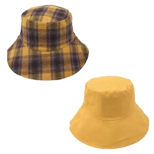 100% Cotton Reversible Plaid Wide Brim Boonie Bucket