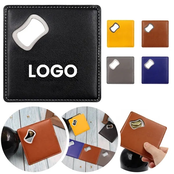 Leather Coaster with Bottle Opener