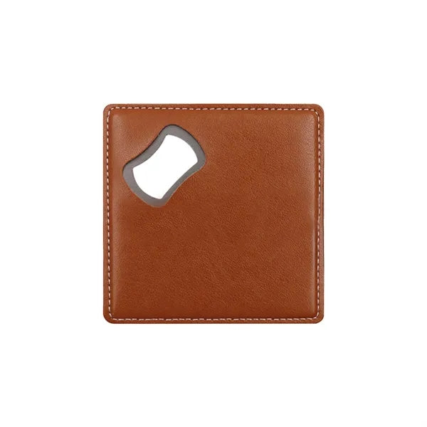 Leather Coaster with Bottle Opener
