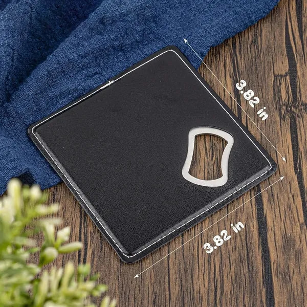 Leather Coaster with Bottle Opener