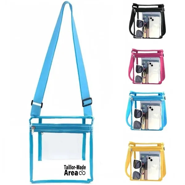 Stadium Approved PVC Crossbody Purse Black Clear Bag