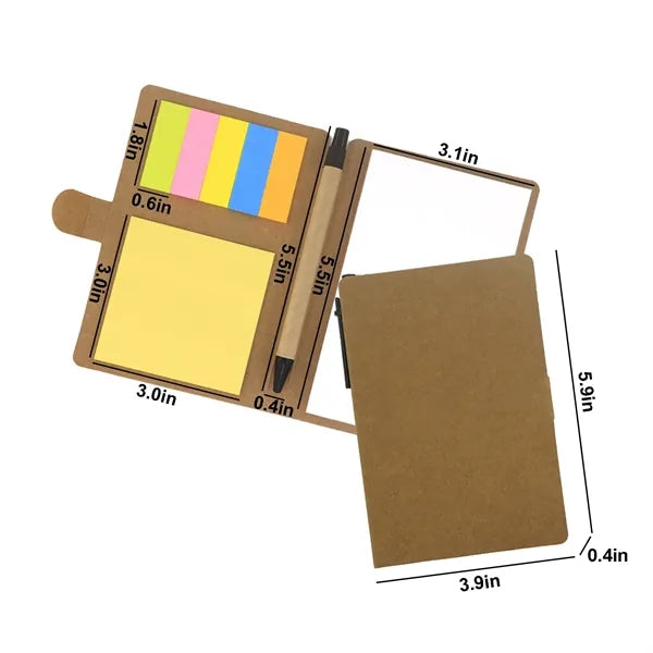 Eco-Friendly Notebook Set with Sticky Notes and Pen