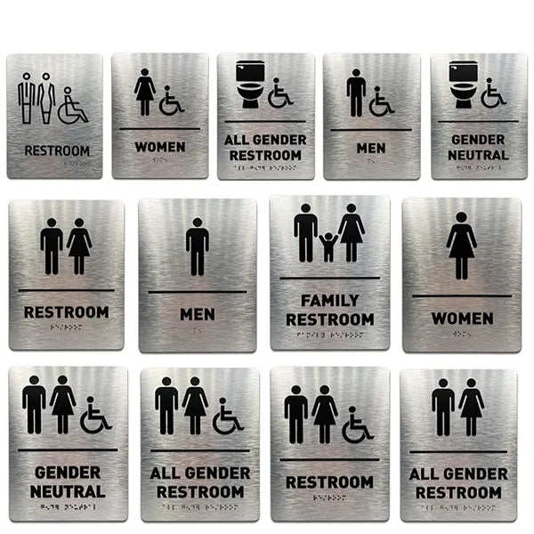 ADA-Mark Modern Compliant Braille Bathroom Restroom Sign