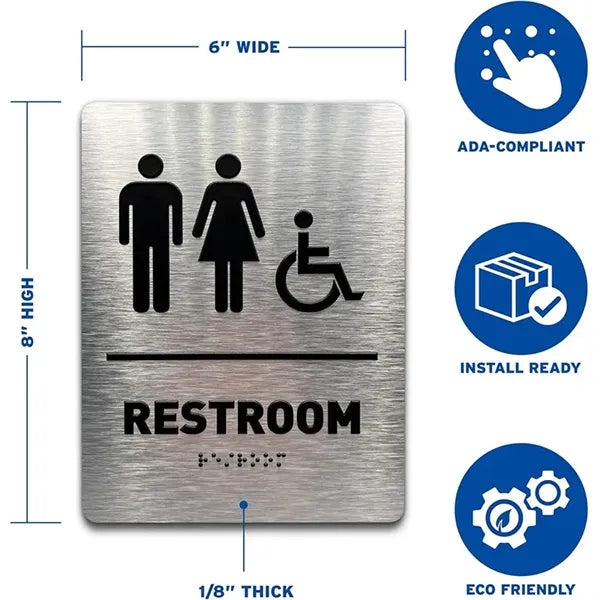 ADA-Mark Modern Compliant Braille Bathroom Restroom Sign