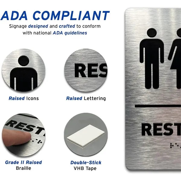 ADA-Mark Modern Compliant Braille Bathroom Restroom Sign