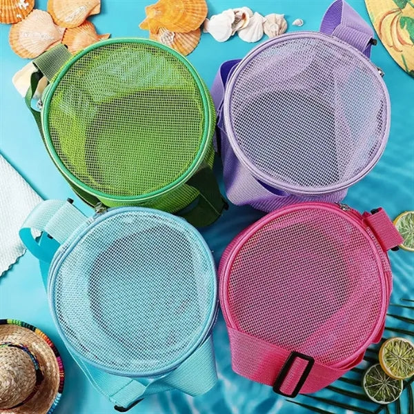 Cylindrical Mesh Tote Shell Bags