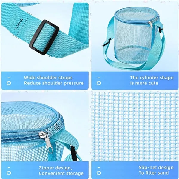 Cylindrical Mesh Tote Shell Bags