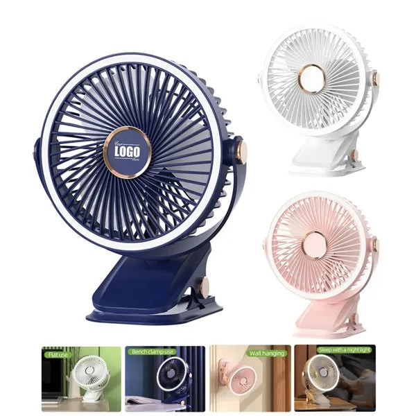 6 Inch USB Rechargeable Clip Fan with Light