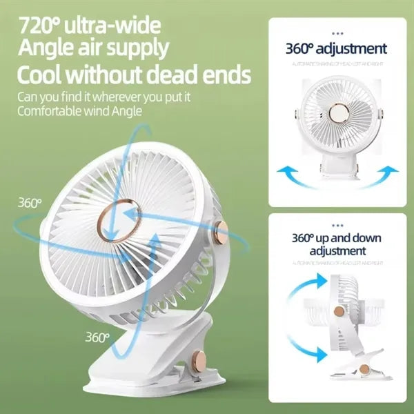6 Inch USB Rechargeable Clip Fan with Light