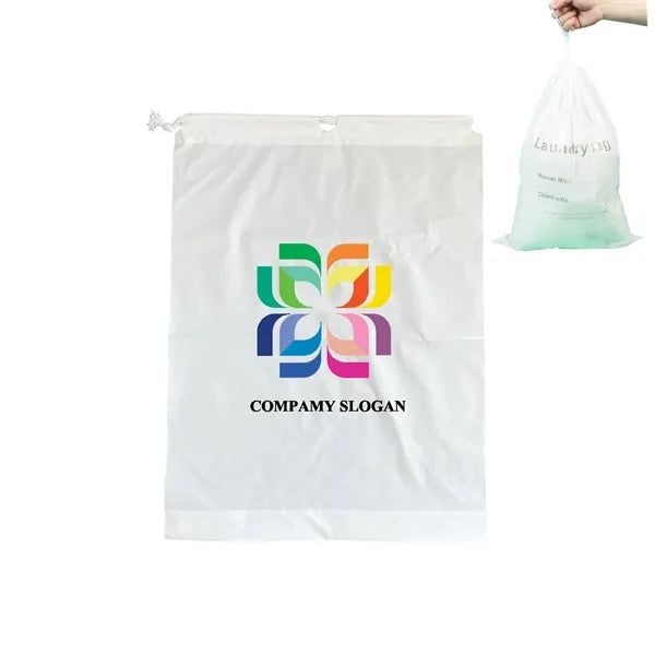 Large size Plastic Hotel Laundry Bag with Cotton Drawstring