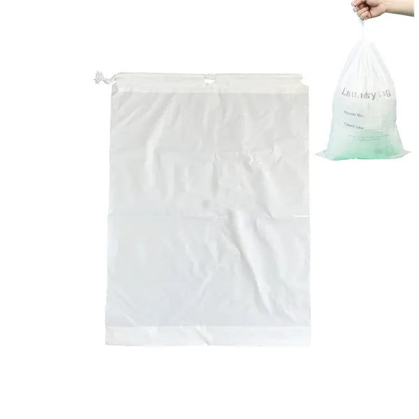Large size Plastic Hotel Laundry Bag with Cotton Drawstring