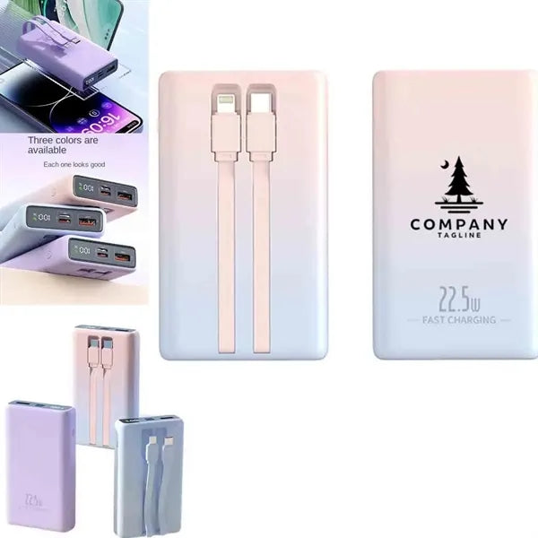 Portable Power bank with Built-in Cables