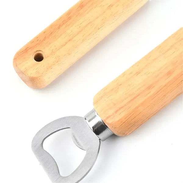 5" Custom Stainless Steel Bottle Opener w/Wooden Handle