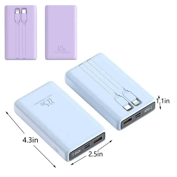 Portable Power bank with Built-in Cables