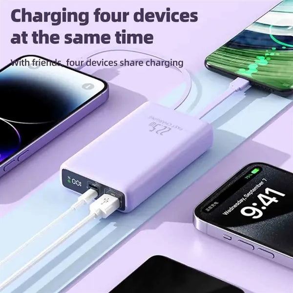 Portable Power bank with Built-in Cables