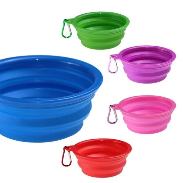 12oz Collapsible TPE Pet Bowl w/ Carabiner for Outdoor Use